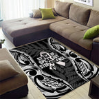 White Ribbon Day New Zealand Area Rug Respect Women Maori Pattern Black