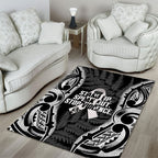 White Ribbon Day New Zealand Area Rug Respect Women Maori Pattern Black