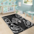 White Ribbon Day New Zealand Area Rug Respect Women Maori Pattern Black