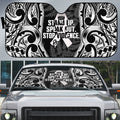 White Ribbon Day New Zealand Auto Sun Shade Respect Women Maori Pattern Black