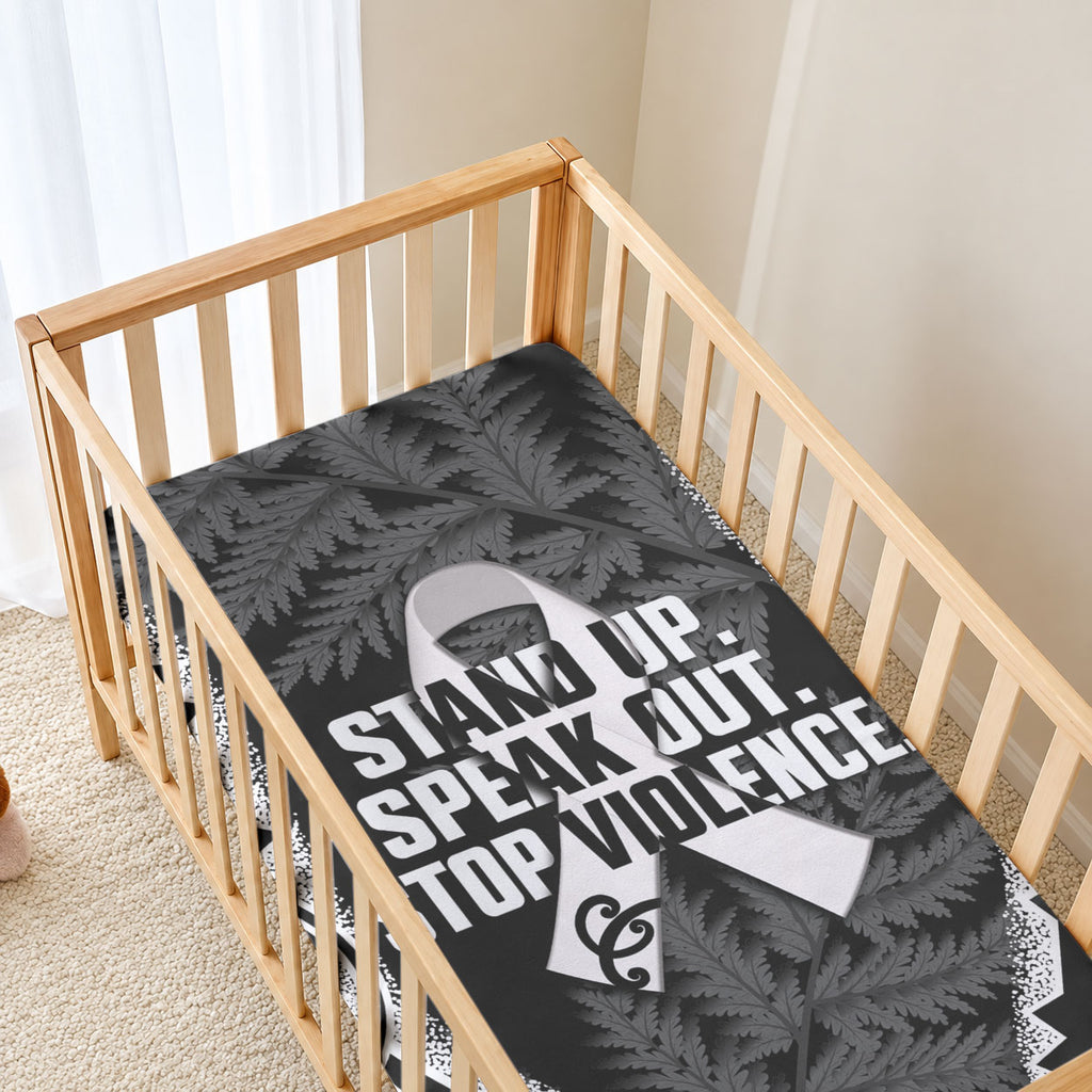 White Ribbon Day New Zealand Baby Bed Cover Respect Women Maori Pattern Black
