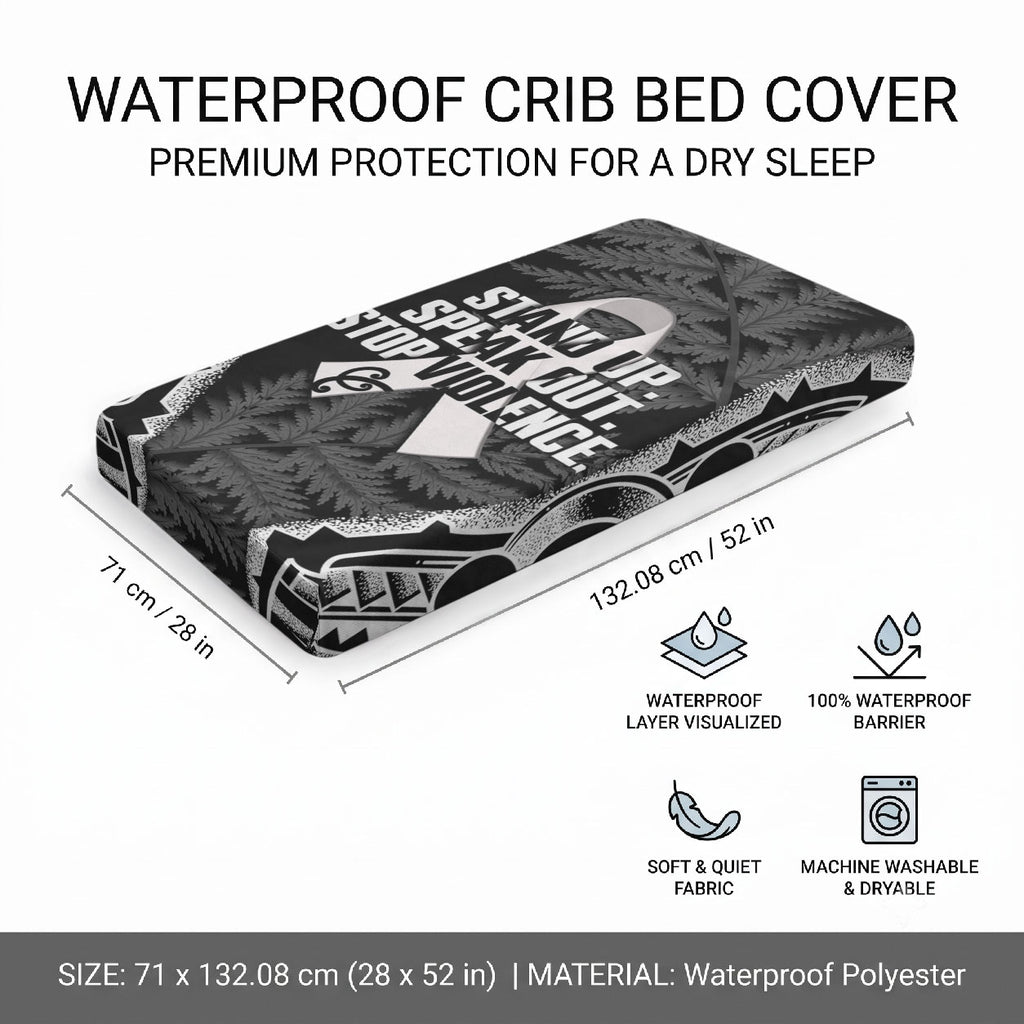 White Ribbon Day New Zealand Baby Bed Cover Respect Women Maori Pattern Black