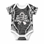 White Ribbon Day New Zealand Baby Onesie Respect Women Maori Pattern Black