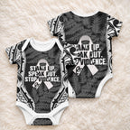 White Ribbon Day New Zealand Baby Onesie Respect Women Maori Pattern Black