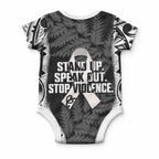White Ribbon Day New Zealand Baby Onesie Respect Women Maori Pattern Black