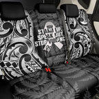 White Ribbon Day New Zealand Back Car Seat Cover Respect Women Maori Pattern Black
