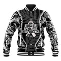 White Ribbon Day New Zealand Baseball Jacket Respect Women Maori Pattern Black