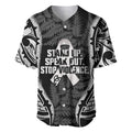 White Ribbon Day New Zealand Baseball Jersey Respect Women Maori Pattern Black