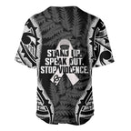 White Ribbon Day New Zealand Baseball Jersey Respect Women Maori Pattern Black