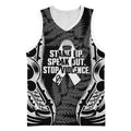 White Ribbon Day New Zealand Basketball Jersey Respect Women Maori Pattern Black