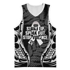 White Ribbon Day New Zealand Basketball Jersey Respect Women Maori Pattern Black