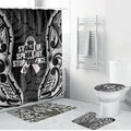 White Ribbon Day New Zealand Bathroom Set Respect Women Maori Pattern Black