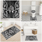 White Ribbon Day New Zealand Bathroom Set Respect Women Maori Pattern Black