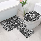 White Ribbon Day New Zealand Bathroom Set Respect Women Maori Pattern Black