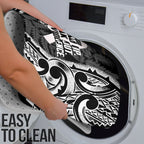 White Ribbon Day New Zealand Bathroom Set Respect Women Maori Pattern Black