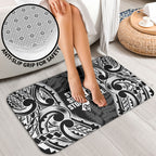 White Ribbon Day New Zealand Bathroom Set Respect Women Maori Pattern Black