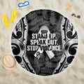 White Ribbon Day New Zealand Beach Blanket Respect Women Maori Pattern Black