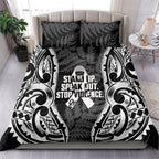 White Ribbon Day New Zealand Bedding Set Respect Women Maori Pattern Black