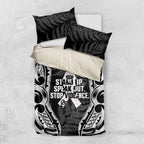 White Ribbon Day New Zealand Bedding Set Respect Women Maori Pattern Black