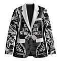 White Ribbon Day New Zealand Blazer Respect Women Maori Pattern Black