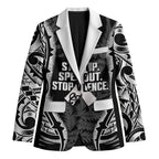 White Ribbon Day New Zealand Blazer Respect Women Maori Pattern Black