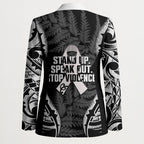 White Ribbon Day New Zealand Blazer Respect Women Maori Pattern Black