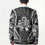 White Ribbon Day New Zealand Blazer Respect Women Maori Pattern Black