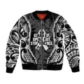 White Ribbon Day New Zealand Bomber Jacket Respect Women Maori Pattern Black