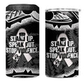 White Ribbon Day New Zealand 4 in 1 Can Cooler Tumbler Respect Women Maori Pattern Black