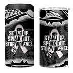 White Ribbon Day New Zealand 4 in 1 Can Cooler Tumbler Respect Women Maori Pattern Black
