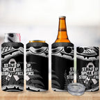 White Ribbon Day New Zealand 4 in 1 Can Cooler Tumbler Respect Women Maori Pattern Black