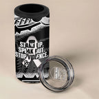 White Ribbon Day New Zealand 4 in 1 Can Cooler Tumbler Respect Women Maori Pattern Black