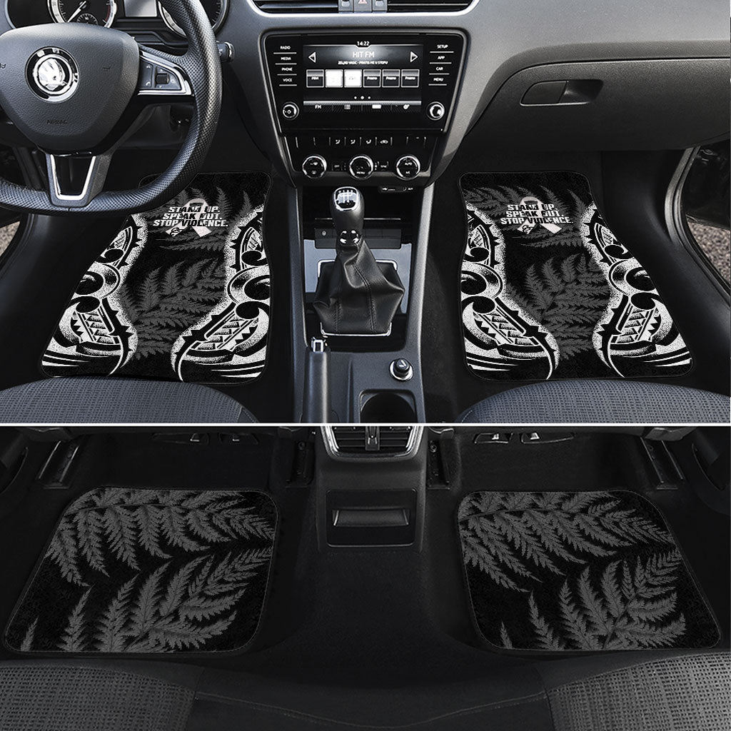 White Ribbon Day New Zealand Car Mats Respect Women Maori Pattern Black