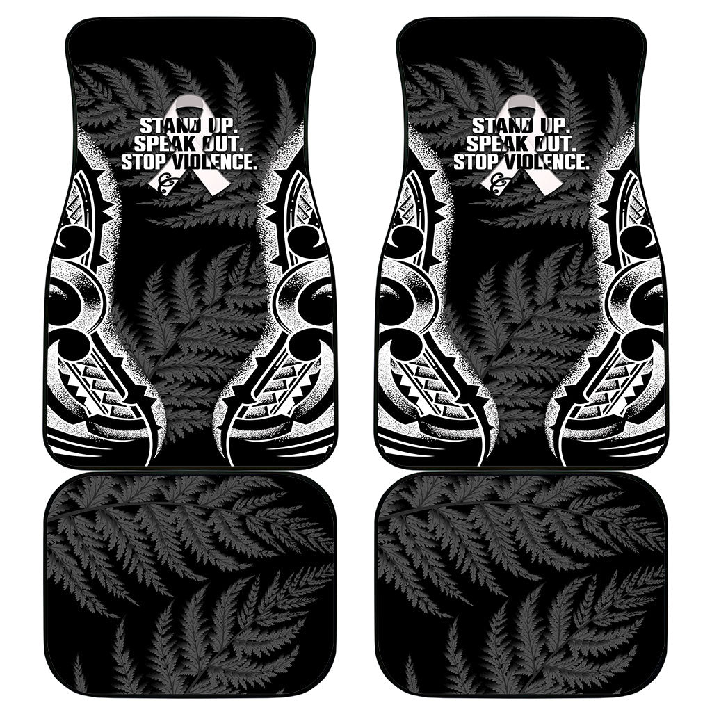 White Ribbon Day New Zealand Car Mats Respect Women Maori Pattern Black