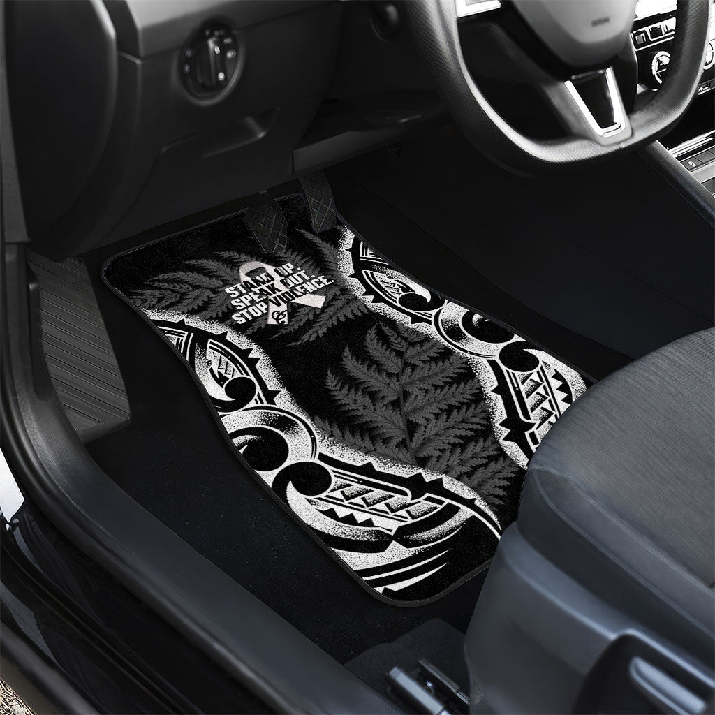White Ribbon Day New Zealand Car Mats Respect Women Maori Pattern Black