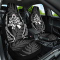 White Ribbon Day New Zealand Car Seat Cover Respect Women Maori Pattern Black