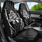 White Ribbon Day New Zealand Car Seat Cover Respect Women Maori Pattern Black