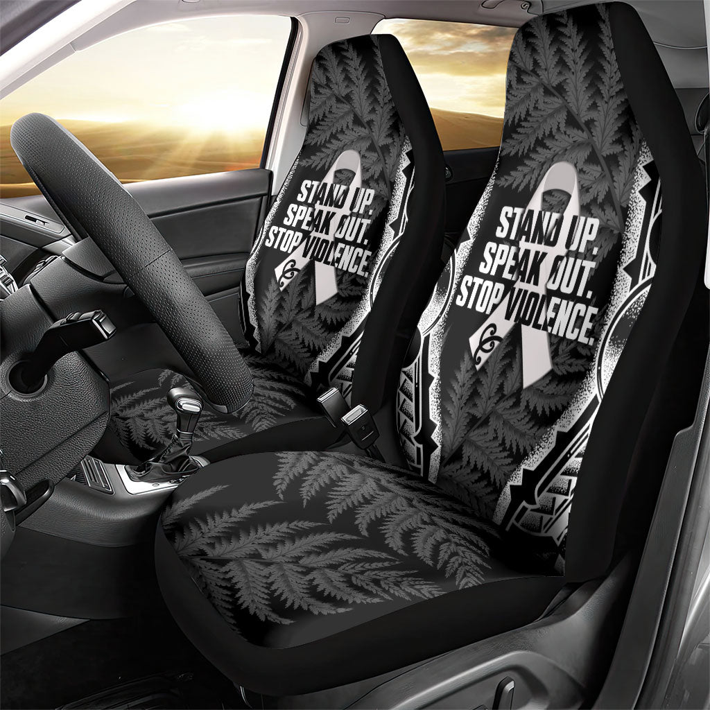 White Ribbon Day New Zealand Car Seat Cover Respect Women Maori Pattern Black
