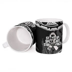 White Ribbon Day New Zealand Ceramic Mug Respect Women Maori Pattern Black