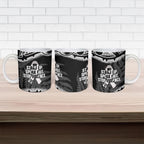 White Ribbon Day New Zealand Ceramic Mug Respect Women Maori Pattern Black