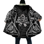 White Ribbon Day New Zealand Cloak Respect Women Maori Pattern Black