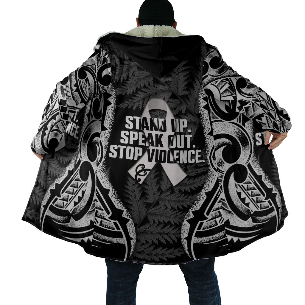 White Ribbon Day New Zealand Cloak Respect Women Maori Pattern Black
