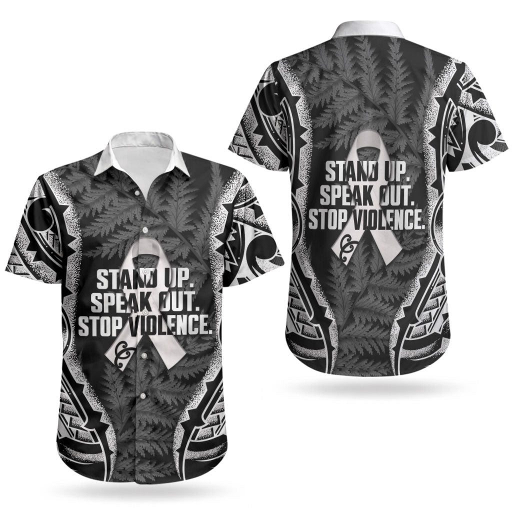 White Ribbon Day New Zealand Couples Matching Mermaid Dress and Hawaiian Shirt Respect Women Maori Pattern Black