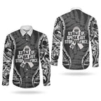 White Ribbon Day New Zealand Couples Matching Off Shoulder Maxi Dress and Long Sleeve Button Shirt Respect Women Maori Pattern Black