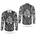 White Ribbon Day New Zealand Couples Matching Off Shoulder Short Dress and Long Sleeve Button Shirt Respect Women Maori Pattern Black