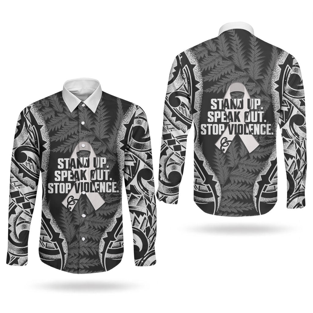 White Ribbon Day New Zealand Couples Matching Short Sleeve Bodycon Dress and Long Sleeve Button Shirt Respect Women Maori Pattern Black