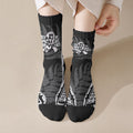 White Ribbon Day New Zealand Crew Socks Respect Women Maori Pattern Black