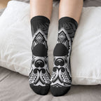 White Ribbon Day New Zealand Crew Socks Respect Women Maori Pattern Black
