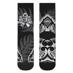 White Ribbon Day New Zealand Crew Socks Respect Women Maori Pattern Black