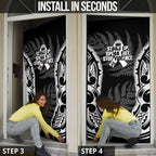 White Ribbon Day New Zealand Door Cover Respect Women Maori Pattern Black